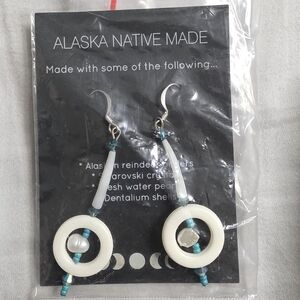 White and Turquoise Earrings